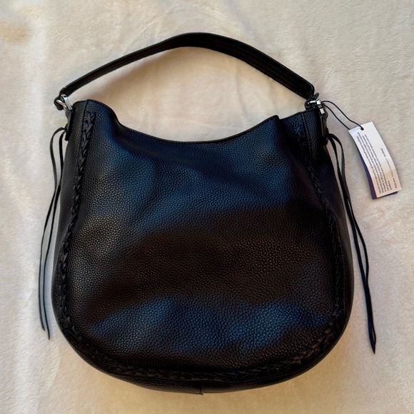 NEW Rebecca Minkoff Black Leather Convertible Hobo with Whipstitch - NWT - Picture 2 of 12